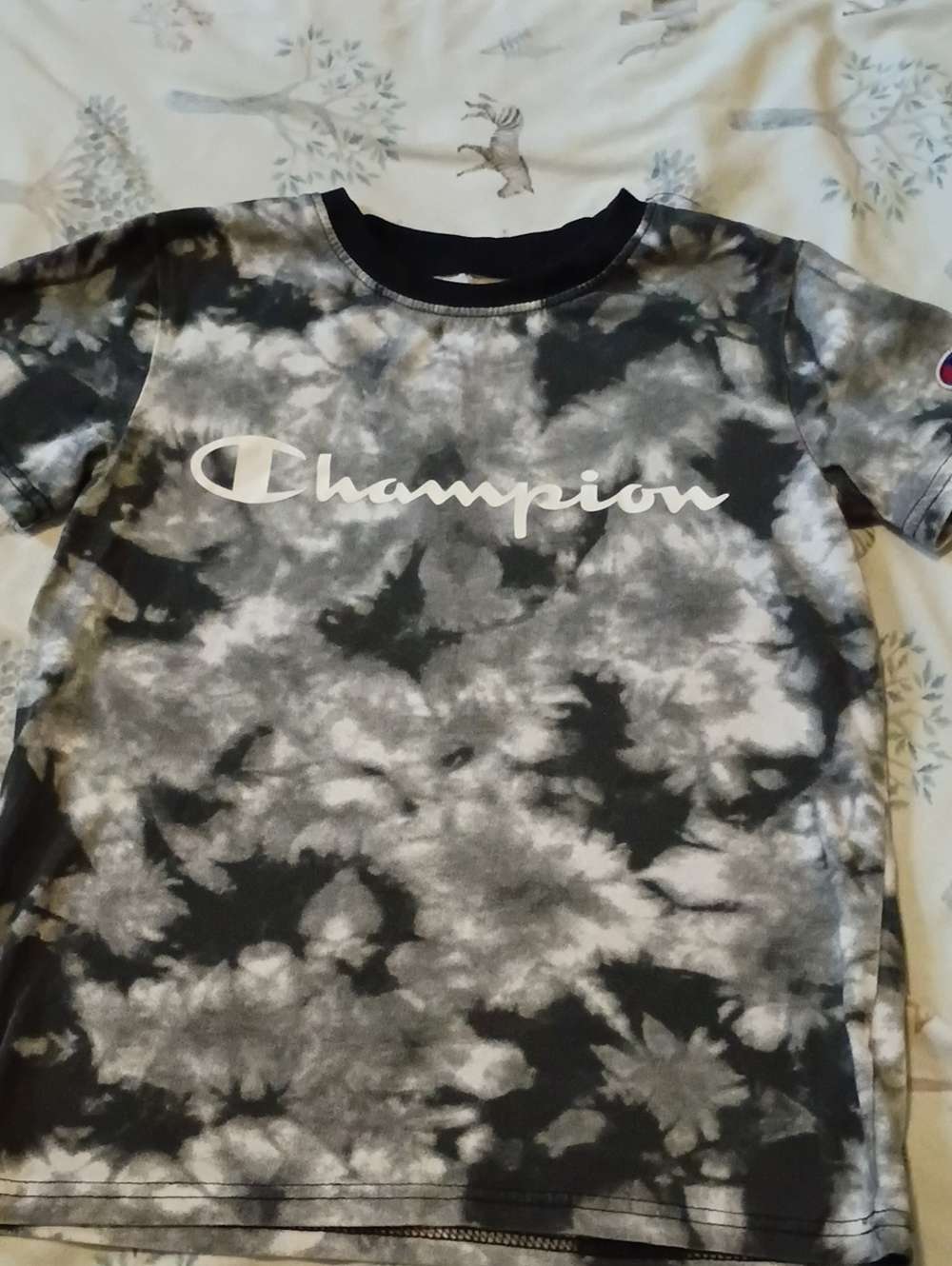 Champion Kids Black & Gray Tie-Dye Logo Tee